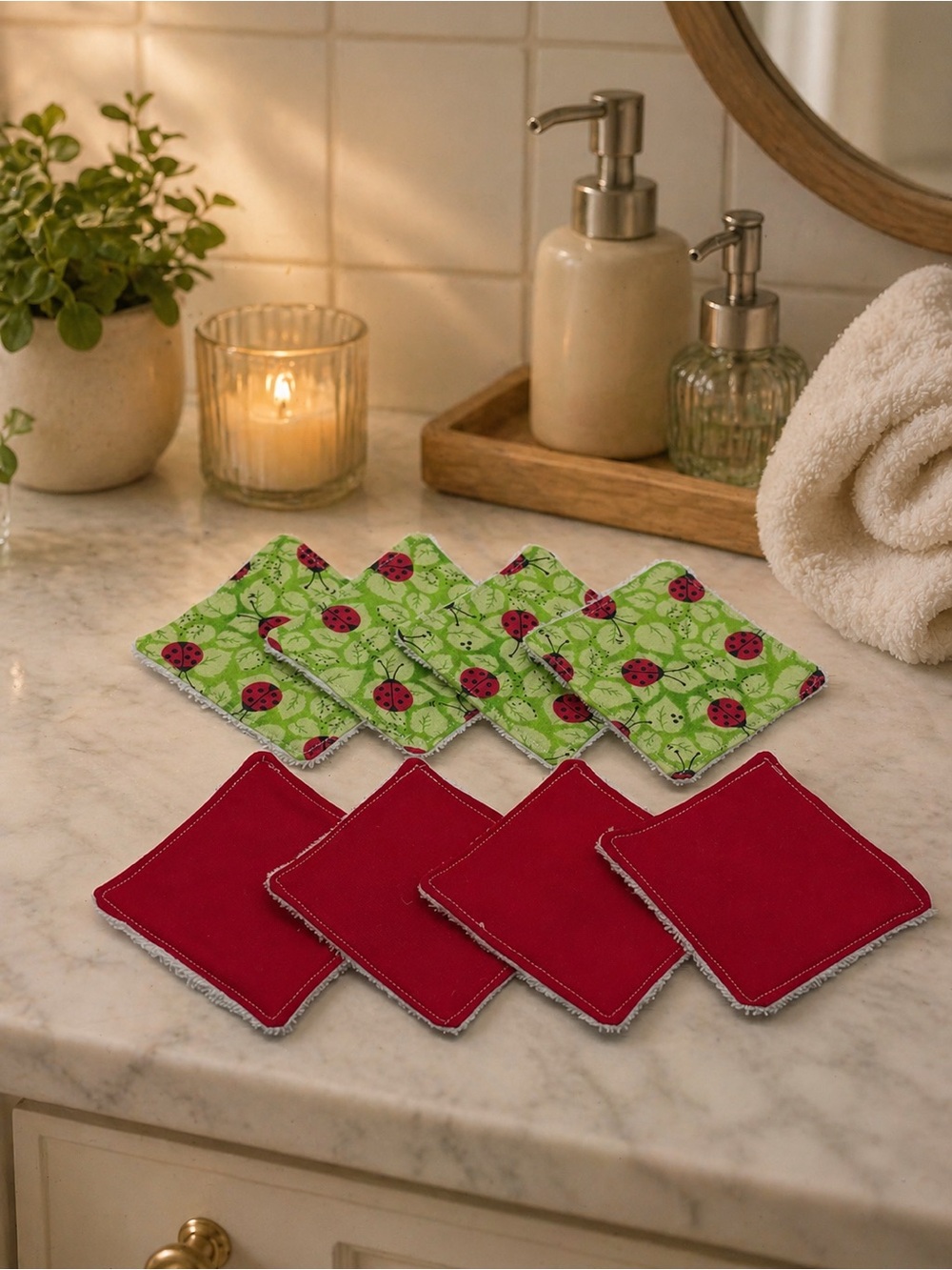 Ladybug Red Reusable Makeup Remover Pads Set of 8
